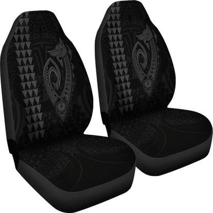 Hawaii Kakau Makau Fish Hook Polynesian Car Seat Covers - Grey 105905 - YourCarButBetter