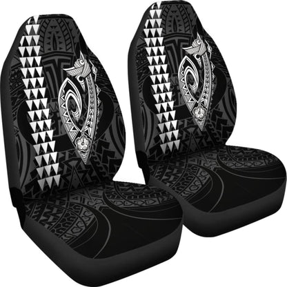 Hawaii Kakau Makau Fish Hook Polynesian Car Seat Covers - White 105905 - YourCarButBetter