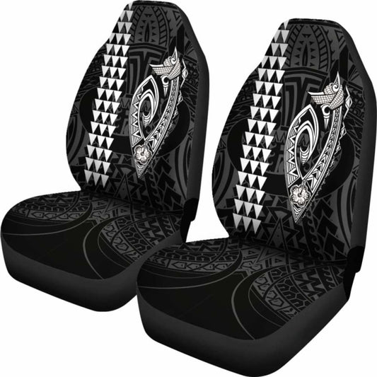 Hawaii Kakau Makau Fish Hook Polynesian Car Seat Covers - White 105905 - YourCarButBetter