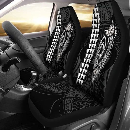 Hawaii Kakau Makau Fish Hook Polynesian Car Seat Covers - White 105905 - YourCarButBetter