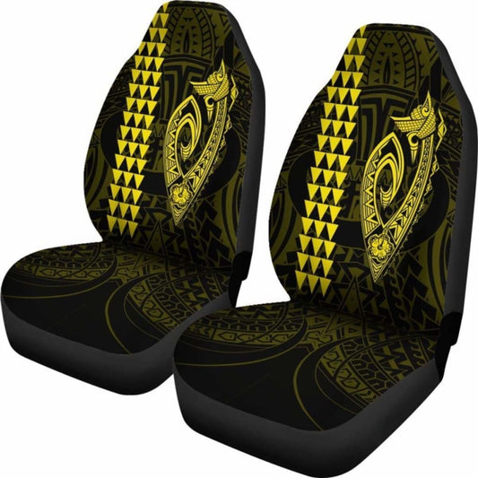 Hawaii Kakau Makau Fish Hook Polynesian Car Seat Covers - Yellow 105905 - YourCarButBetter
