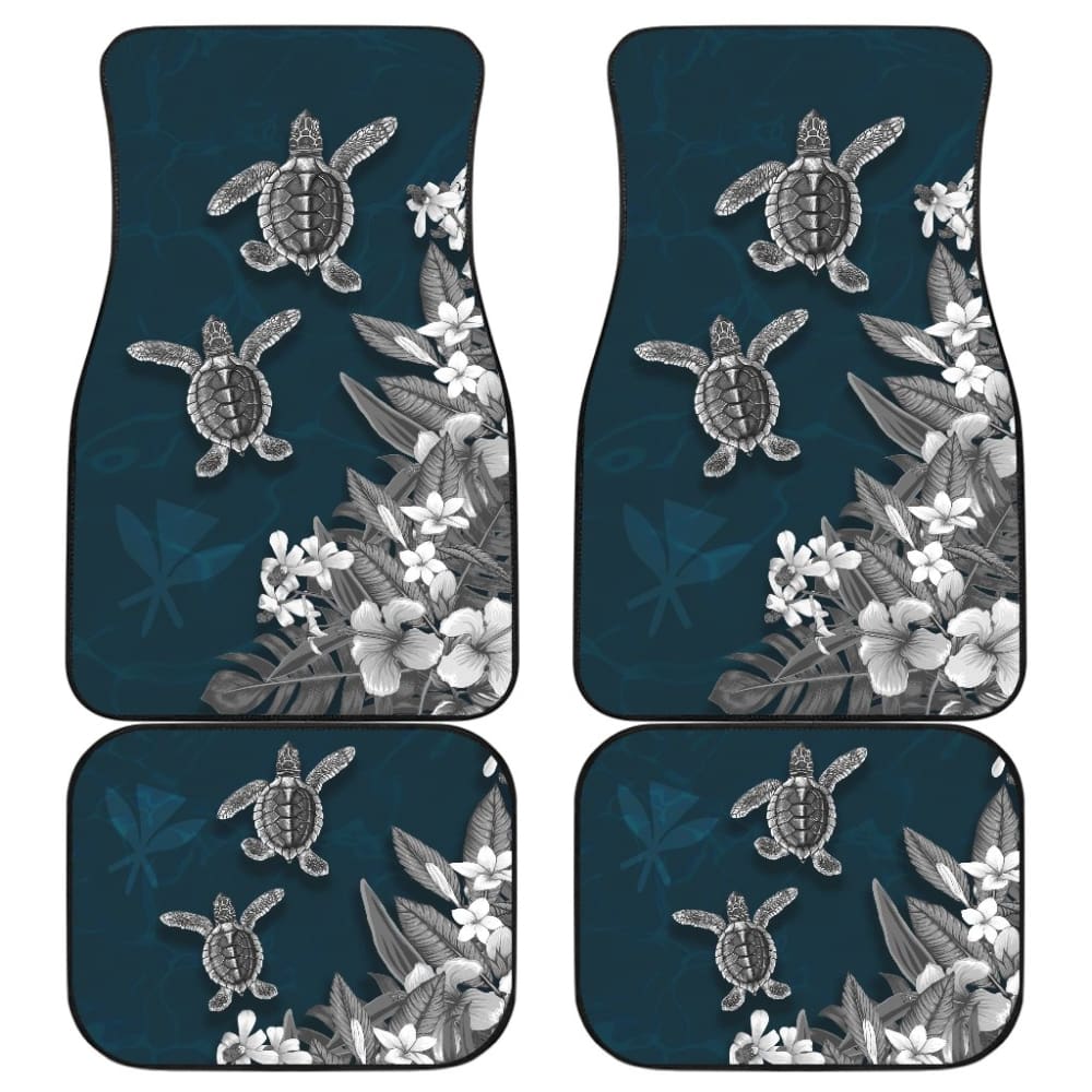 Hawaii Kanaka Maoli Adorable Turtle Hibiscus Plumeria Blue Waves Car Floor Mats 210507 - YourCarButBetter
