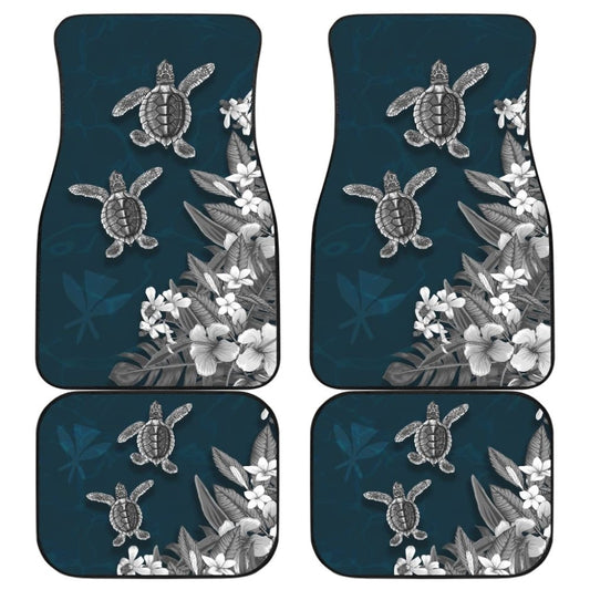 Hawaii Kanaka Maoli Adorable Turtle Hibiscus Plumeria Blue Waves Car Floor Mats 210507 - YourCarButBetter
