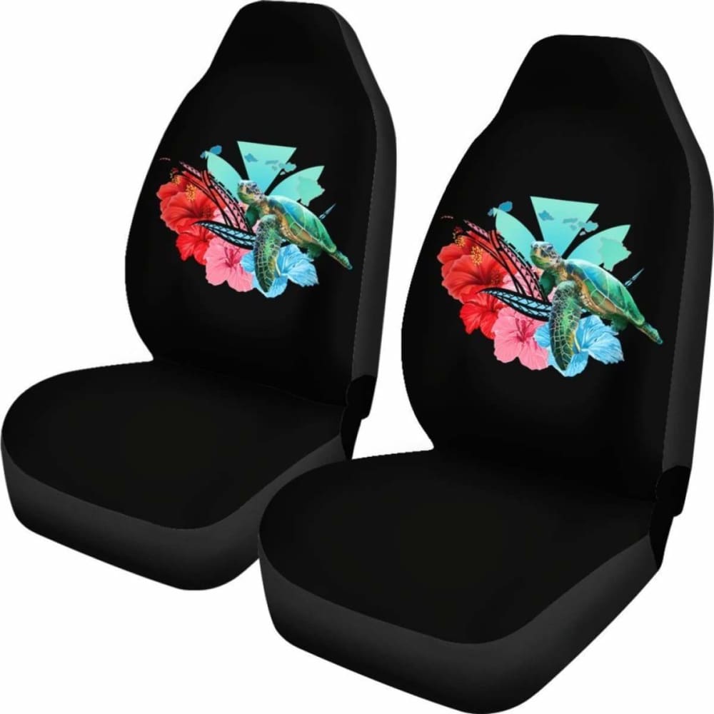 Hawaii Map Kanaka Sea Turtle Hibiscus Car Seat Covers - New - Blue Pink - 091114 - YourCarButBetter