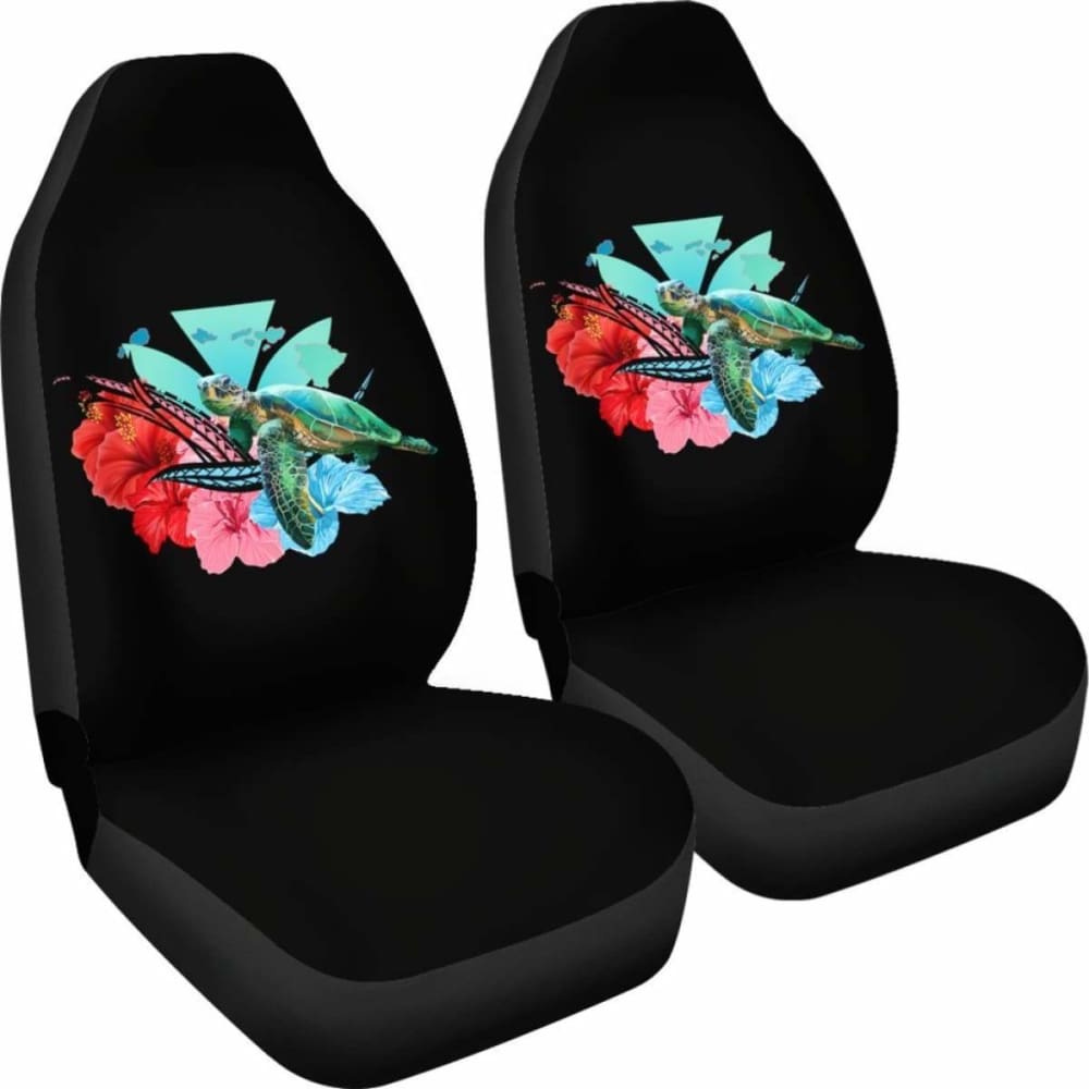 Hawaii Map Kanaka Sea Turtle Hibiscus Car Seat Covers - New - Blue Pink - 091114 - YourCarButBetter