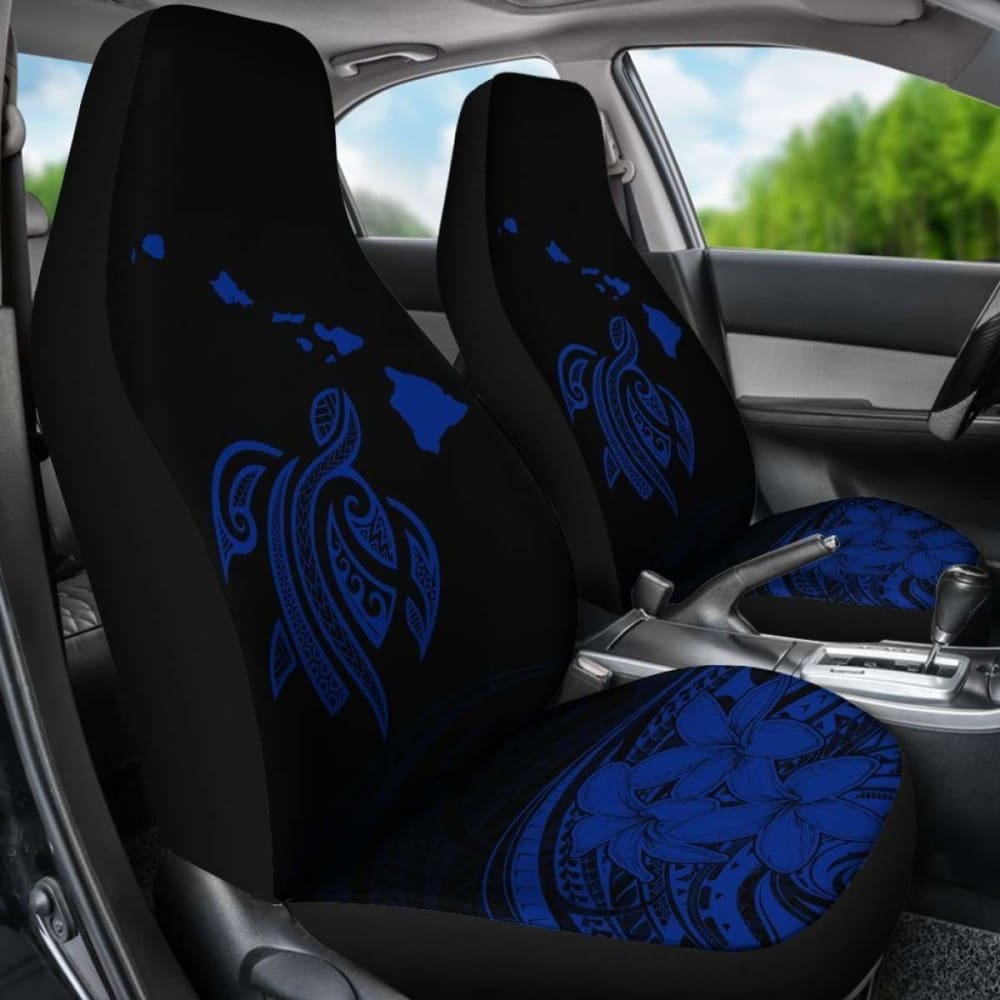 Hawaii Map Plumeria Polynesian Blue Turtle Car Set Covers - New - Awesome 091114 - YourCarButBetter
