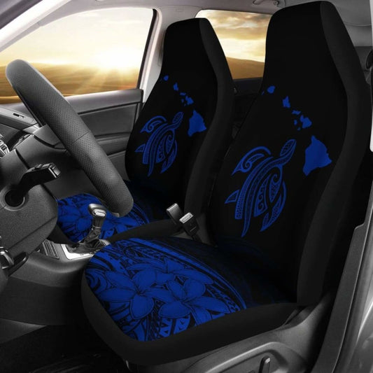 Hawaii Map Plumeria Polynesian Blue Turtle Car Set Covers - New - Awesome 091114 - YourCarButBetter