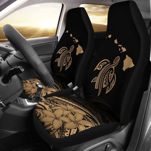 Hawaii Map Plumeria Polynesian Gold Turtle Car Set Covers - New - Awesome 091114 - YourCarButBetter