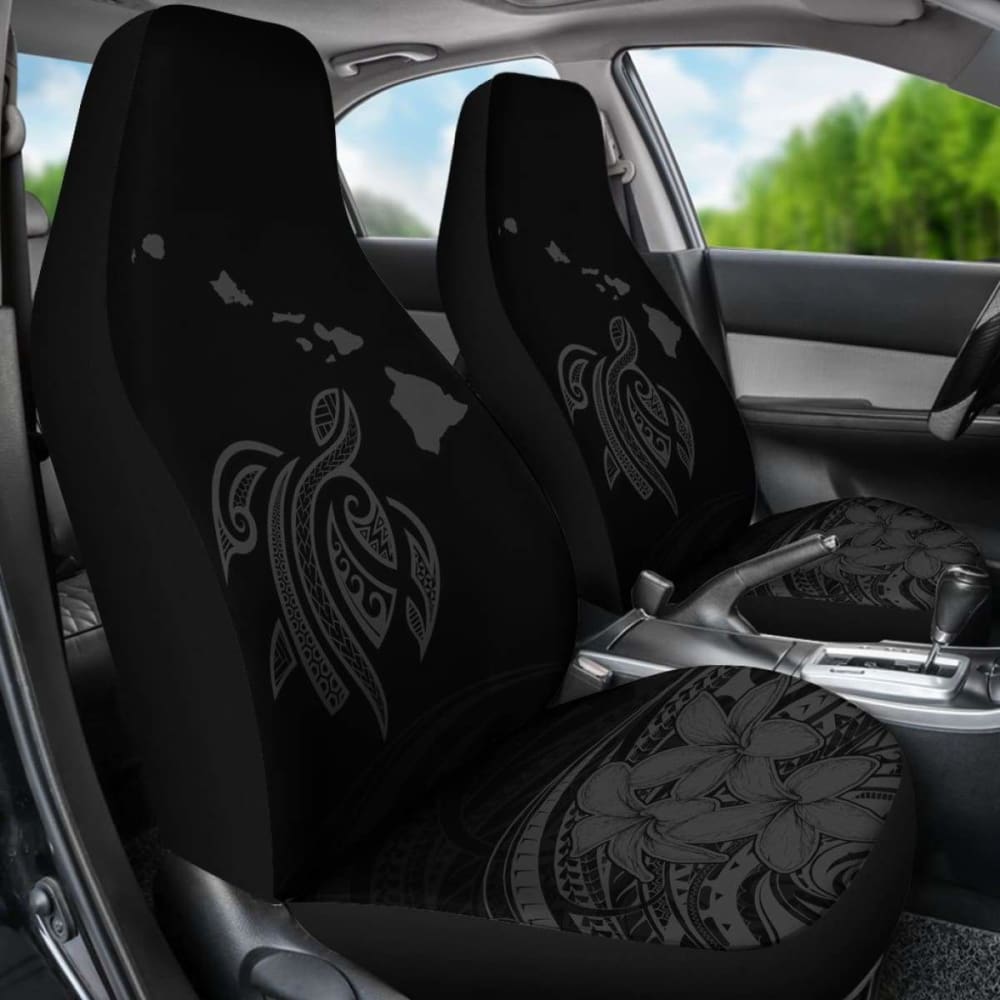 Hawaii Map Plumeria Polynesian Gray Turtle Car Set Covers - New - Awesome 091114 - YourCarButBetter