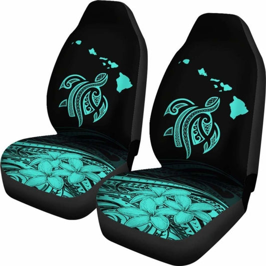 Hawaii Map Plumeria Polynesian Turquoise Turtle Car Set Covers - New - Awesome 091114 - YourCarButBetter
