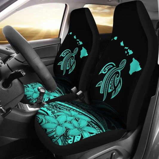 Hawaii Map Plumeria Polynesian Turquoise Turtle Car Set Covers - New - Awesome 091114 - YourCarButBetter