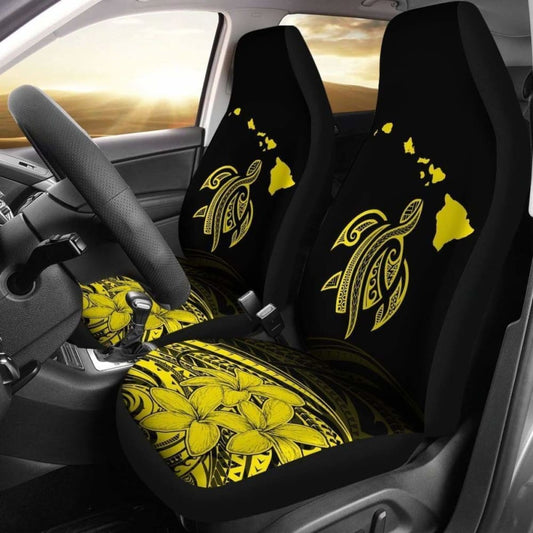 Hawaii Map Plumeria Polynesian Yellow Turtle Car Set Covers - New - Awesome 091114 - YourCarButBetter