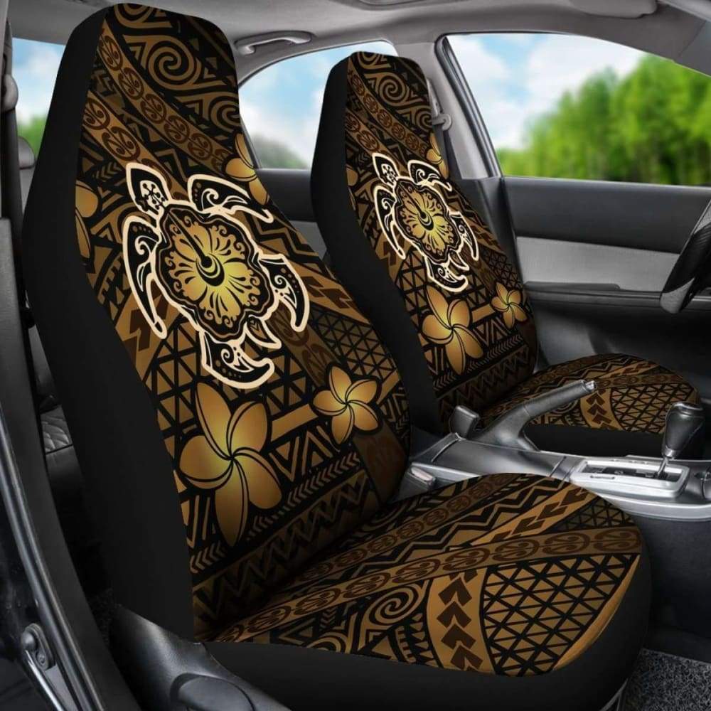 Hawaii Mix Polynesian Turtle Plumeria Car Seat Covers - Brown - 091114 - YourCarButBetter