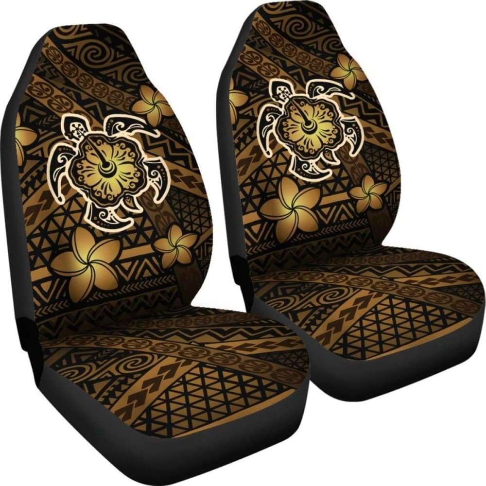 Hawaii Mix Polynesian Turtle Plumeria Car Seat Covers - Brown - 091114 - YourCarButBetter