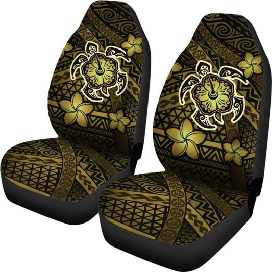 Hawaii Mix Polynesian Turtle Plumeria Car Seat Covers - Yellow - 091114 - YourCarButBetter