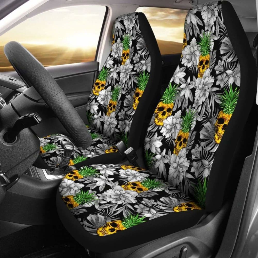Hawaii Pineapple Skull Tropical Car Seat Covers 174914 - YourCarButBetter