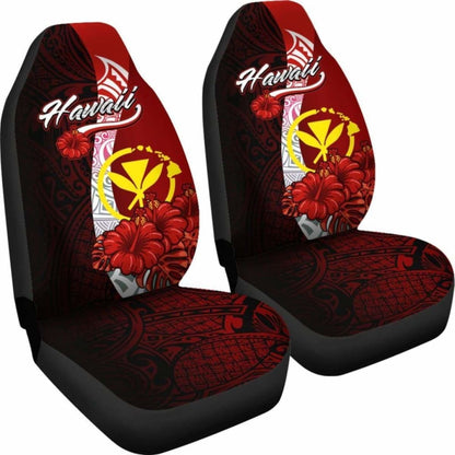 Hawaii Polynesian Car Seat Covers - Coat Of Arm With Hibiscus - 232125 - YourCarButBetter