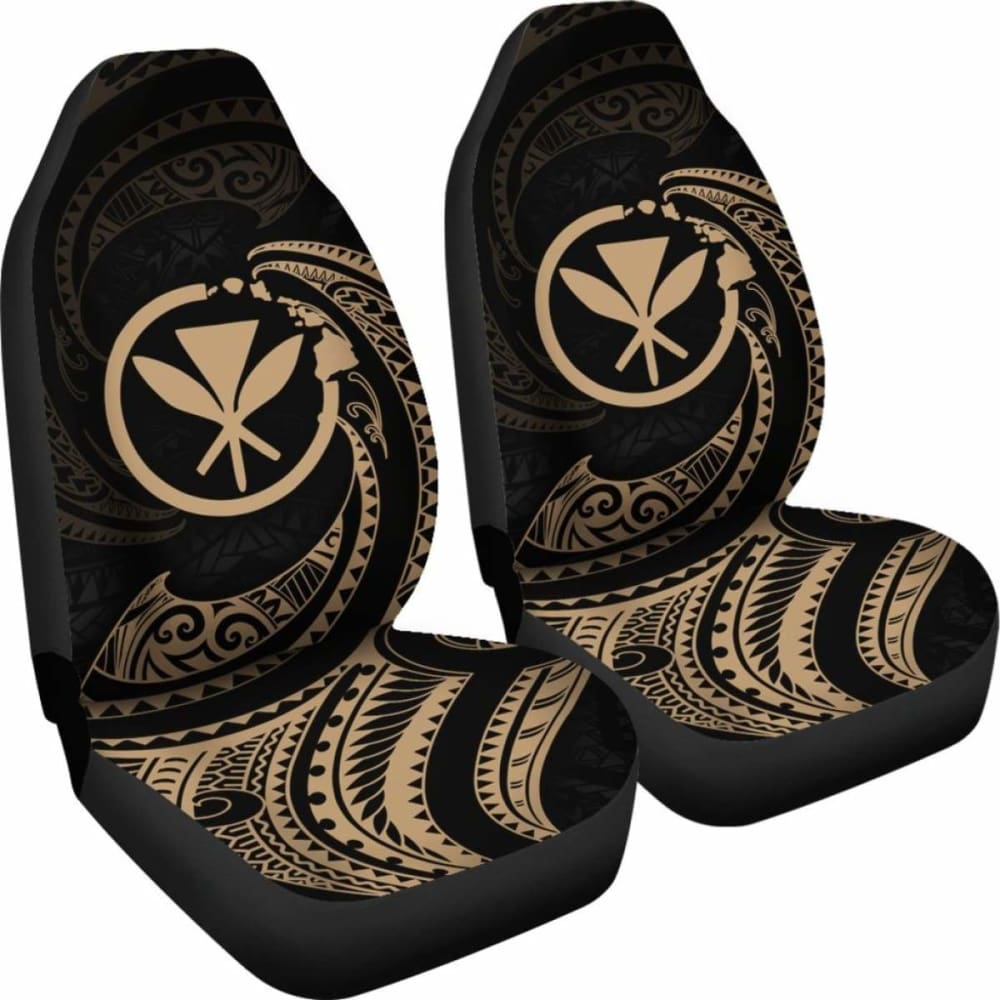 Hawaii Polynesian Car Seat Covers - Gold Tribal Wave - 105905 - YourCarButBetter