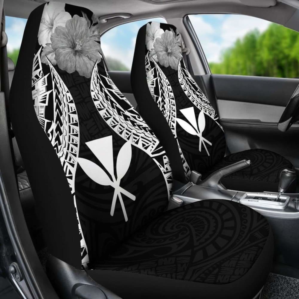 Hawaii Polynesian Car Seat Covers Pride Seal And Hibiscus Black - 232125 - YourCarButBetter