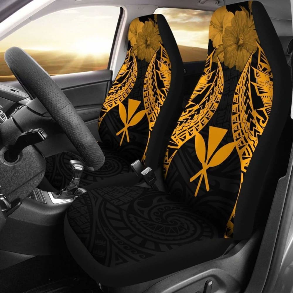 Hawaii Polynesian Car Seat Covers Pride Seal And Hibiscus Gold - 232125 - YourCarButBetter
