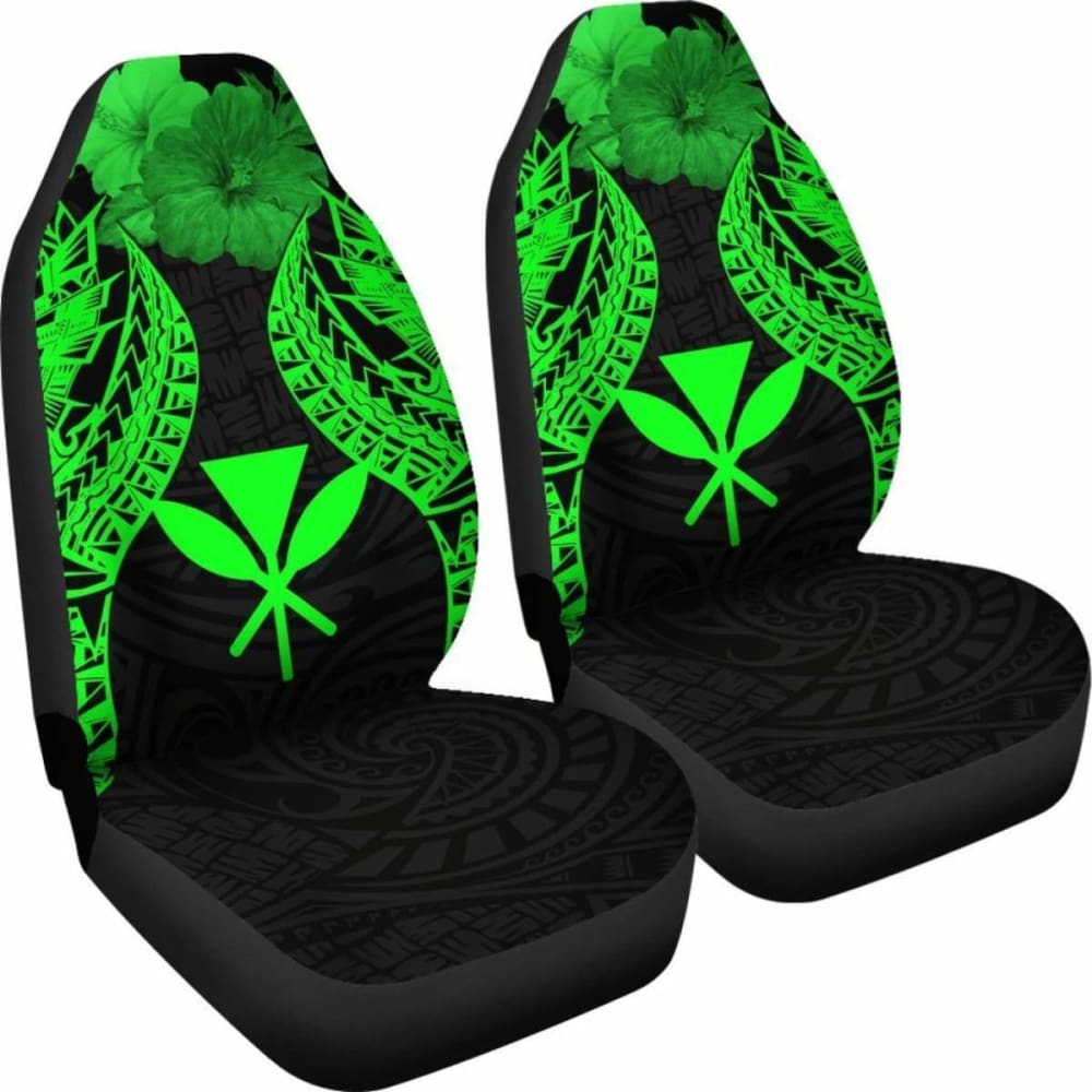 Hawaii Polynesian Car Seat Covers Pride Seal And Hibiscus Green - 232125 - YourCarButBetter