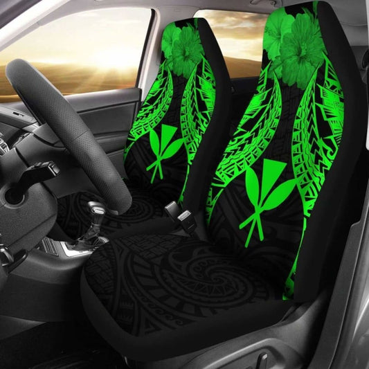 Hawaii Polynesian Car Seat Covers Pride Seal And Hibiscus Green - 232125 - YourCarButBetter