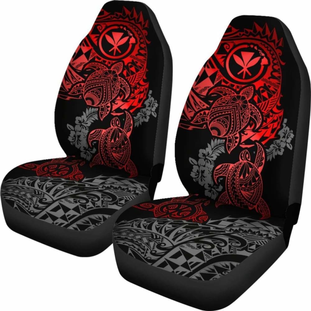 Hawaii Polynesian Seat Covers - Red Kanaka Maoli Turtle Tattoo Hibiscus Turtle Flowing - Amazing 091114 - YourCarButBetter