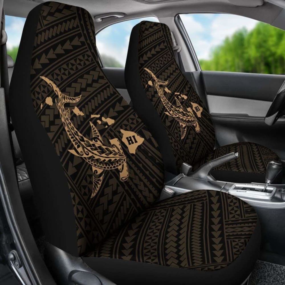 Hawaii Shark Gold Polynesian Car Seat Covers - 1 102802 - YourCarButBetter