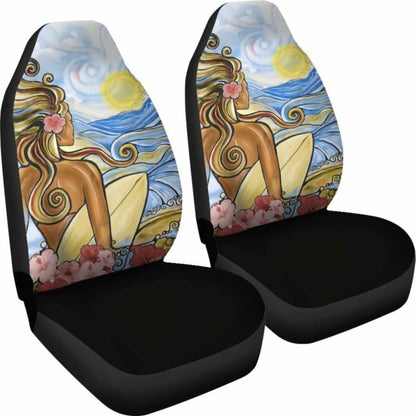 Hawaii The Girl Surfing Wave Car Seat Covers 105905 - YourCarButBetter