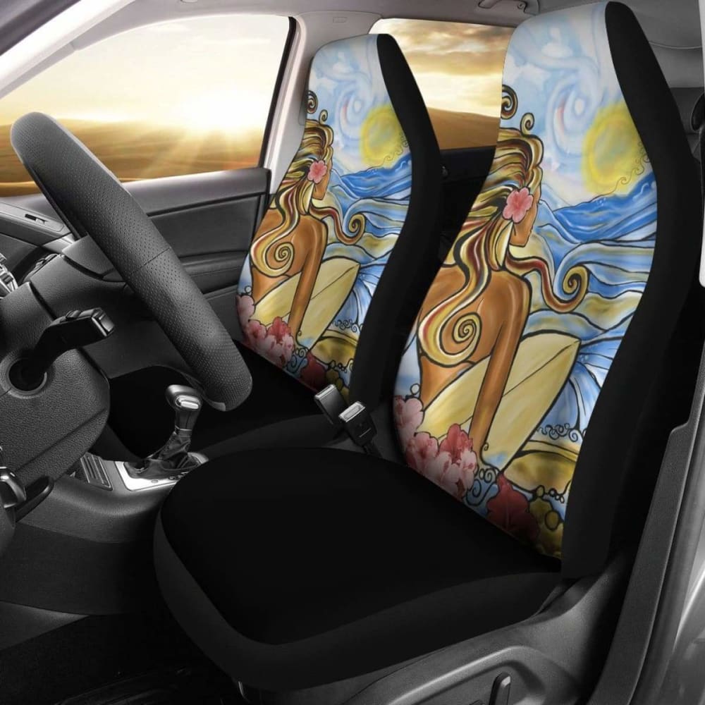 Hawaii The Girl Surfing Wave Car Seat Covers 105905 - YourCarButBetter