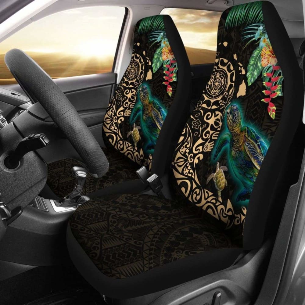 Hawaii Tiki Polynesian Car Seat Cover - Turtle Mix Hibiscus Gold Awesome 091114 - YourCarButBetter