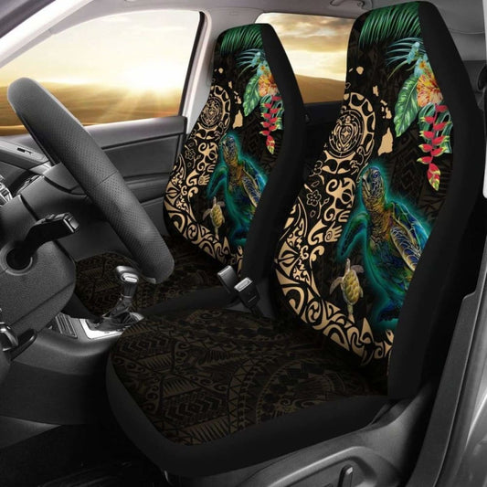Hawaii Tiki Polynesian Car Seat Cover - Turtle Mix Hibiscus Gold Awesome 091114 - YourCarButBetter