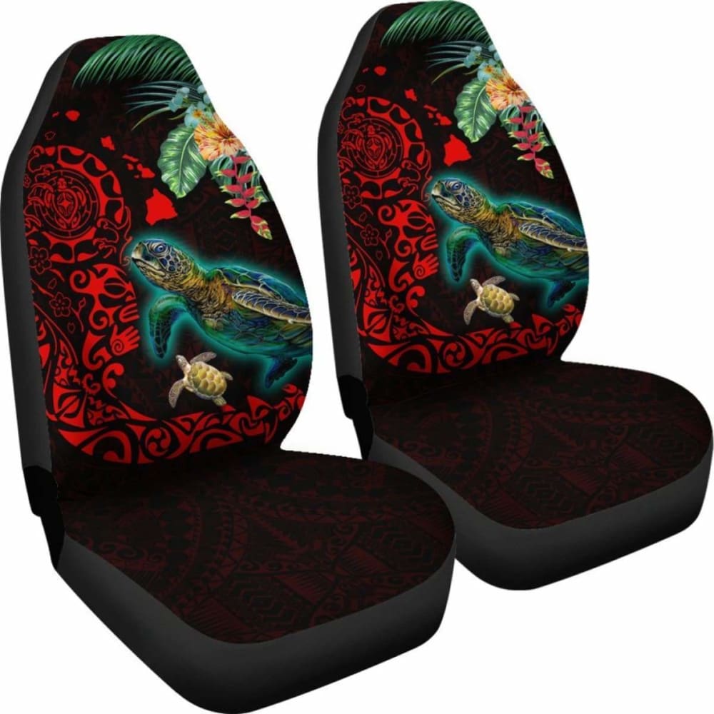 Hawaii Tiki Polynesian Car Seat Cover - Turtle Mix Hibiscus Red Awesome 091114 - YourCarButBetter