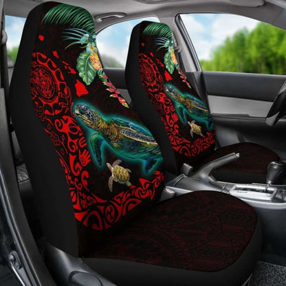 Hawaii Tiki Polynesian Car Seat Cover - Turtle Mix Hibiscus Red Awesome 091114 - YourCarButBetter