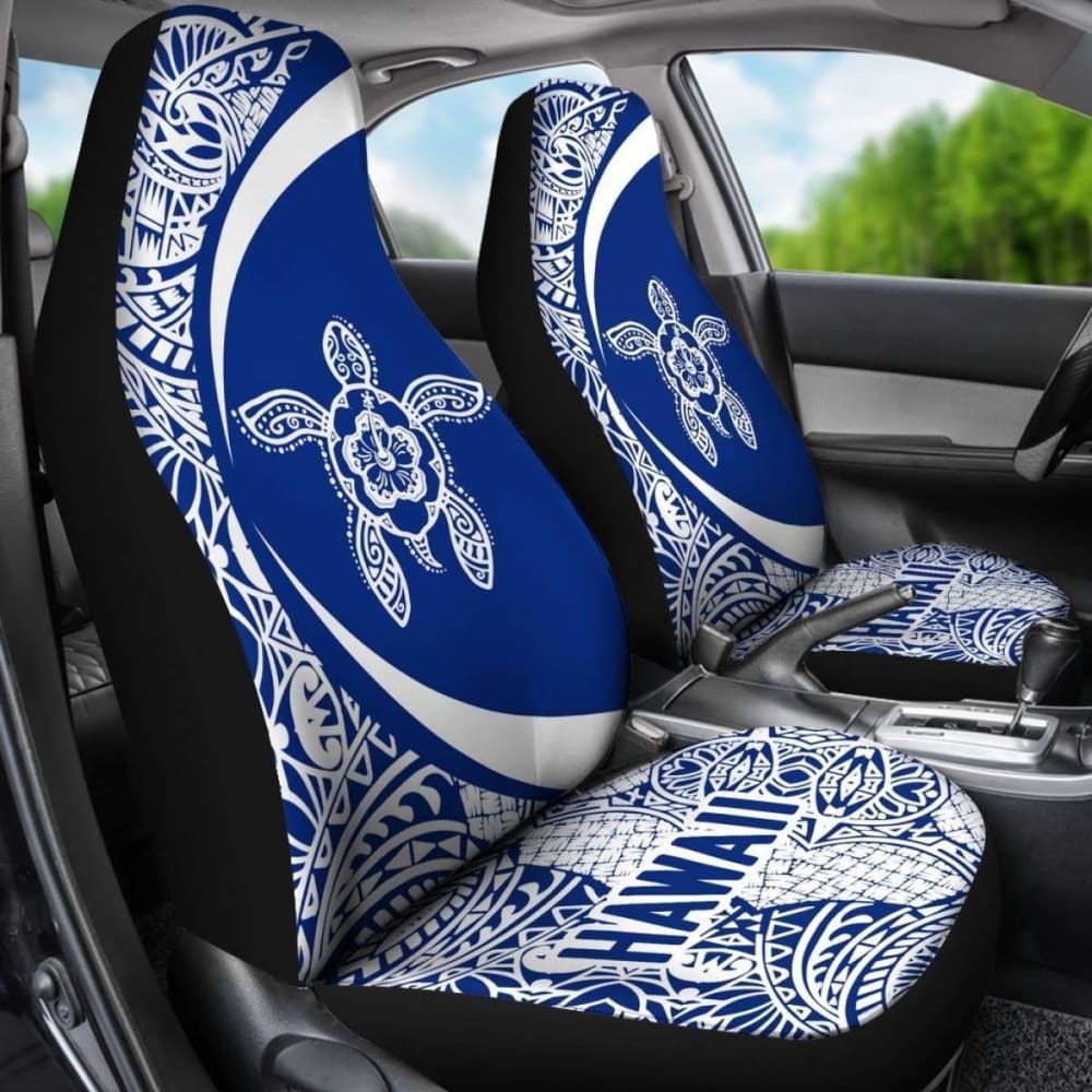 Hawaii Tribal Turtle Hibiscus Car Seat Covers Blue New 091114 - YourCarButBetter