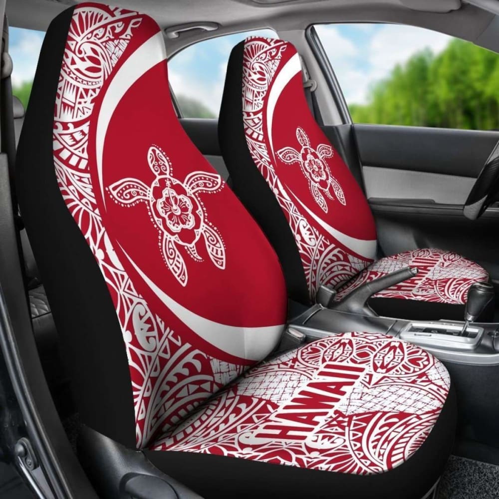 Hawaii Turlte Polynesian Car Seat Covers - Circle Style Red Amazing 105905 - YourCarButBetter