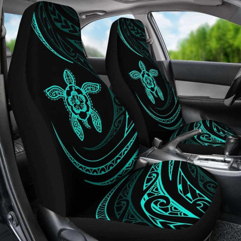 Hawaii Turtle Hibiscus Car Seat Covers - Turquoise - Best Look - 091114 - YourCarButBetter