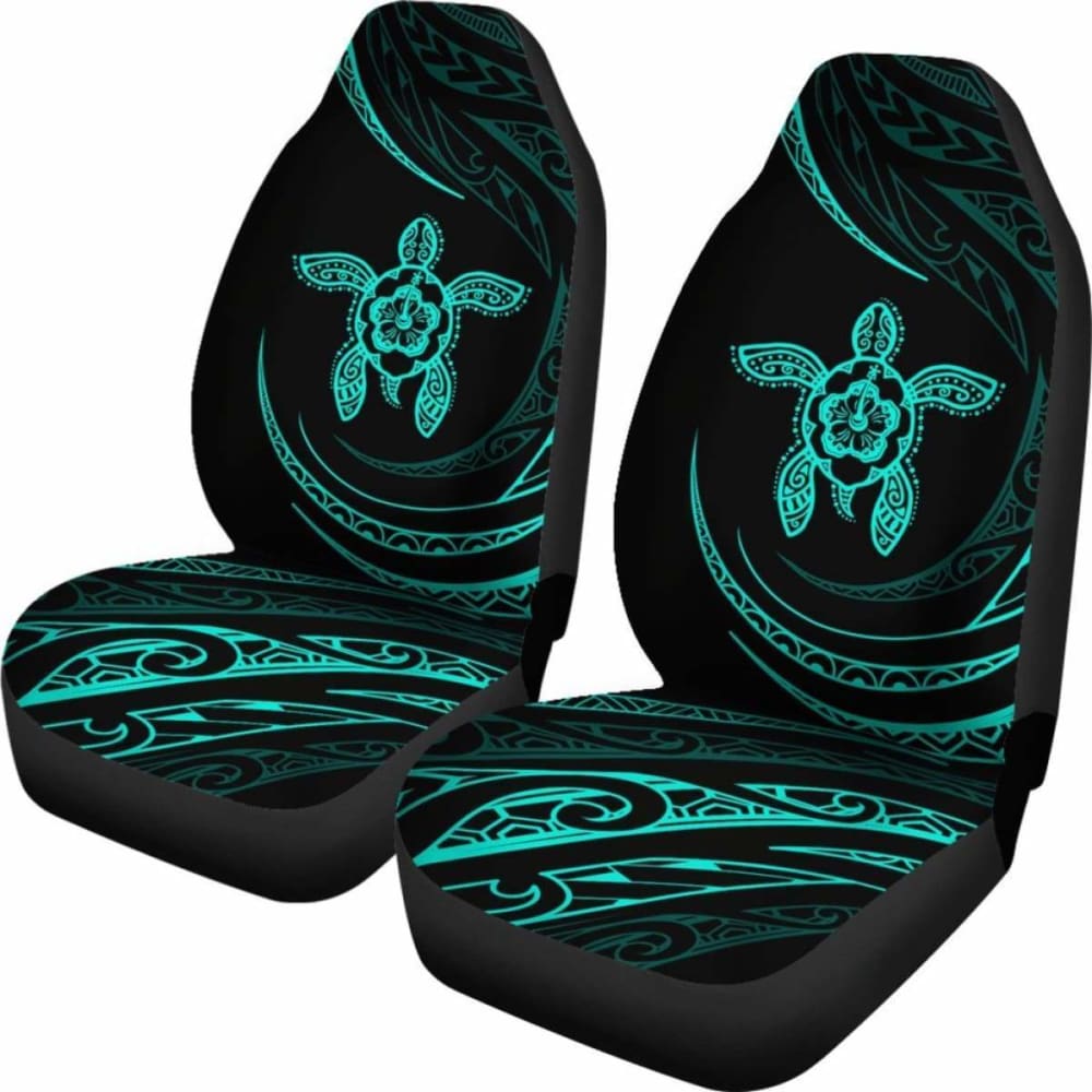 Hawaii Turtle Hibiscus Car Seat Covers - Turquoise - Best Look - 091114 - YourCarButBetter