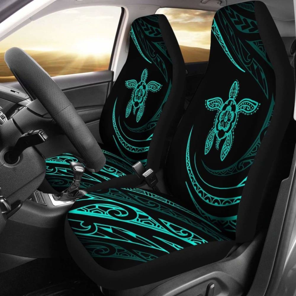 Hawaii Turtle Hibiscus Car Seat Covers - Turquoise - Best Look - 091114 - YourCarButBetter