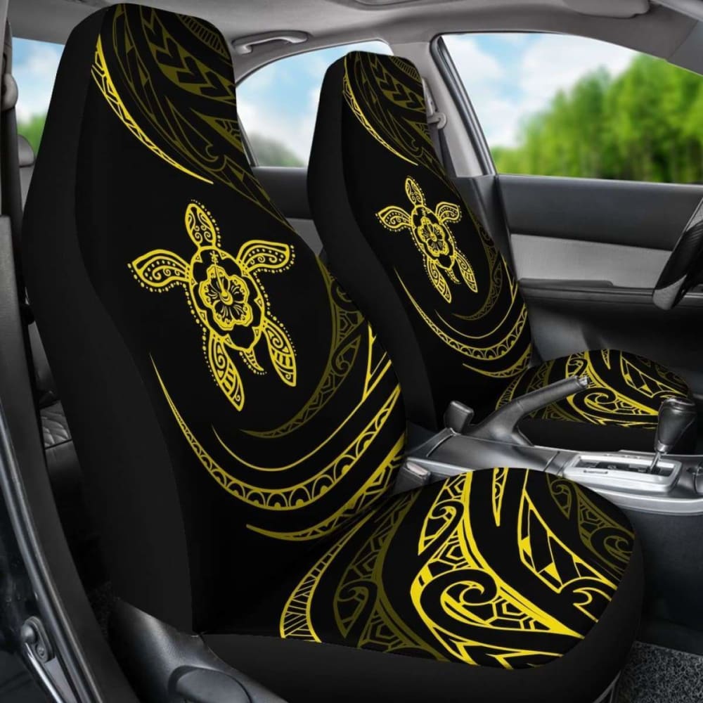 Hawaii Turtle Hibiscus Car Seat Covers - Yellow - Best Look - 091114 - YourCarButBetter