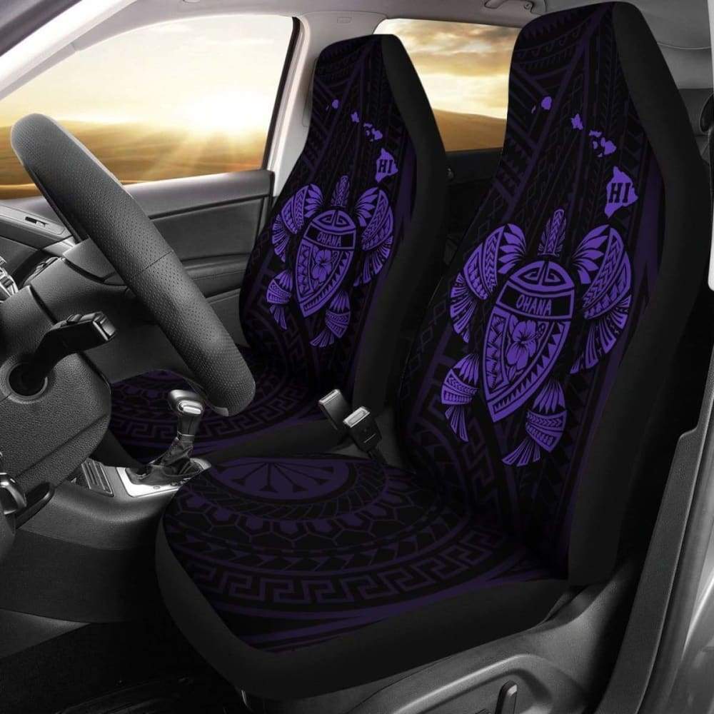 Hawaii Turtle Hibiscus Map Car Seat Covers - Purple - New - 091114 - YourCarButBetter