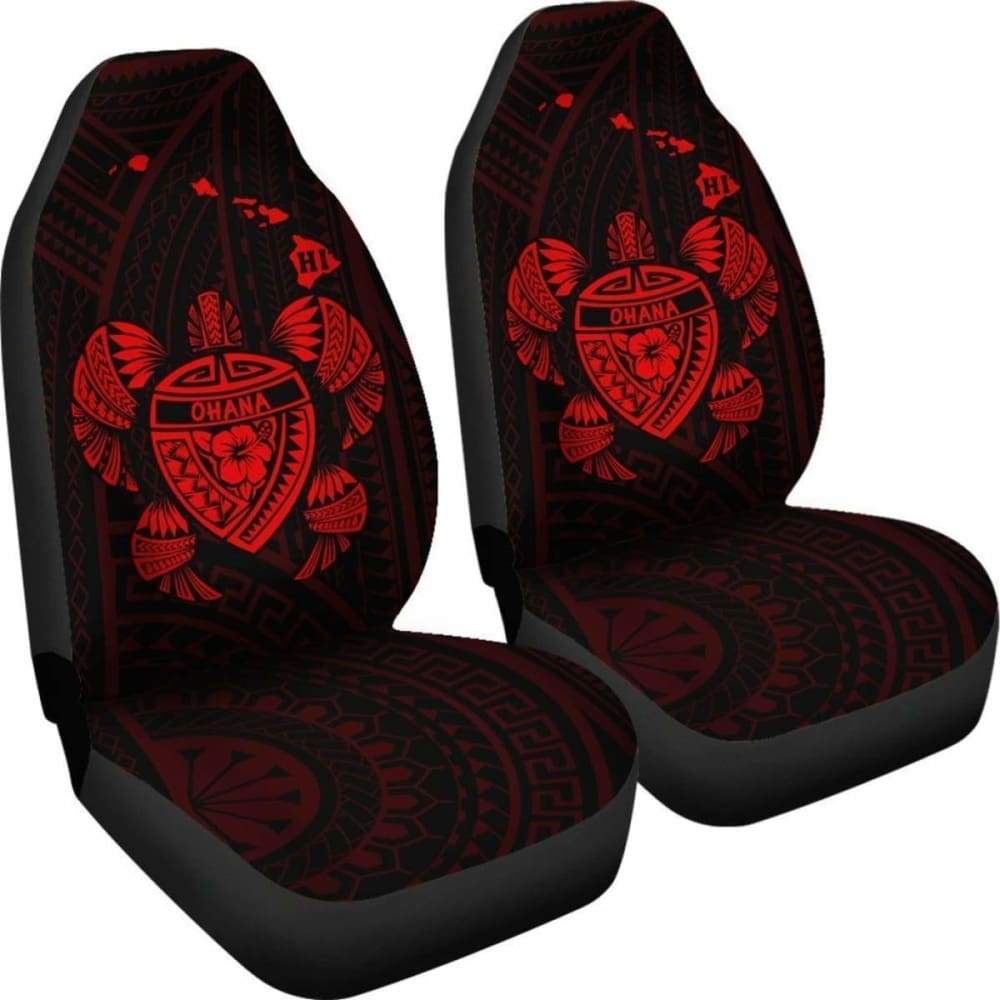 Hawaii Turtle Hibiscus Map Car Seat Covers - Red - New - 091114 - YourCarButBetter