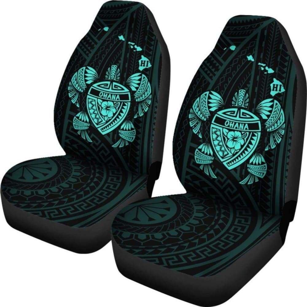 Hawaii Turtle Hibiscus Map Car Seat Covers - Turquoise - New - 091114 - YourCarButBetter