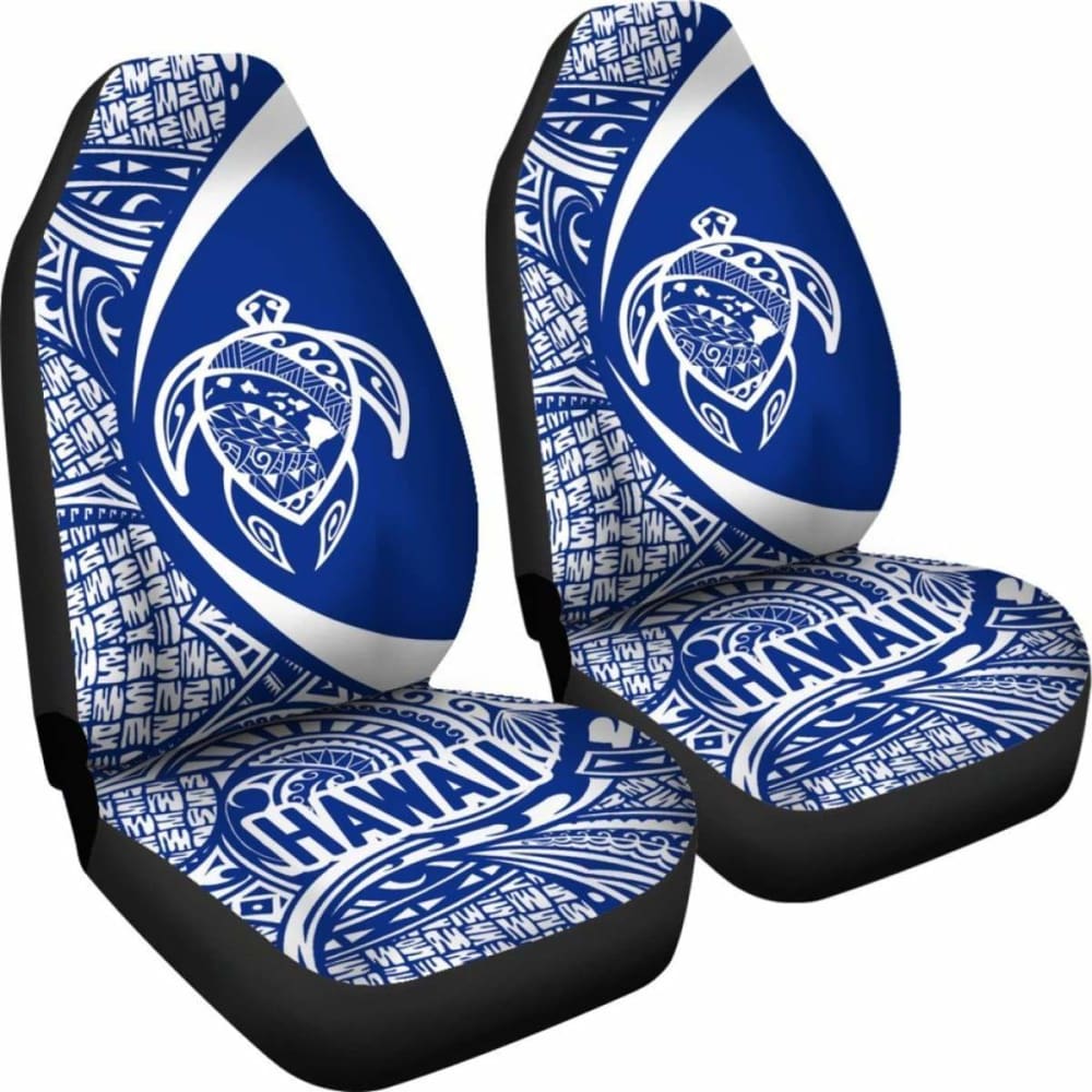 Hawaii Turtle Map Polynesian Car Seat Covers - White And Blue - Best Look - New 091114 - YourCarButBetter