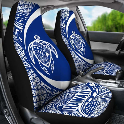 Hawaii Turtle Map Polynesian Car Seat Covers - White And Blue - Best Look - New 091114 - YourCarButBetter