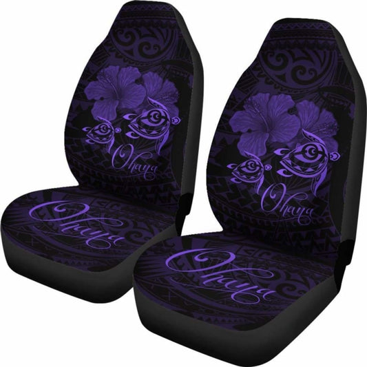 Hawaii Turtle Ohana Hibiscus Poly Car Seat Covers - Purple - New Awesome 091114 - YourCarButBetter
