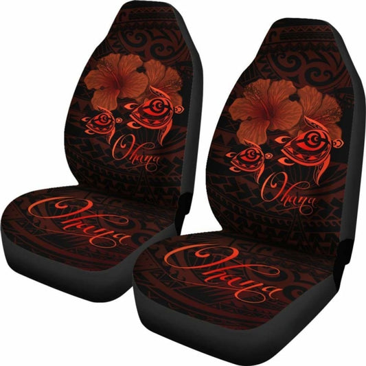 Hawaii Turtle Ohana Hibiscus Poly Car Seat Covers - Red - New Awesome 091114 - YourCarButBetter