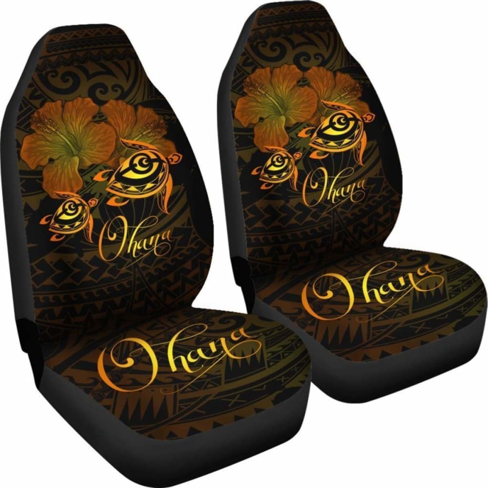 Hawaii Turtle Ohana Hibiscus Poly Car Seat Covers - Yellow - New Awesome 091114 - YourCarButBetter