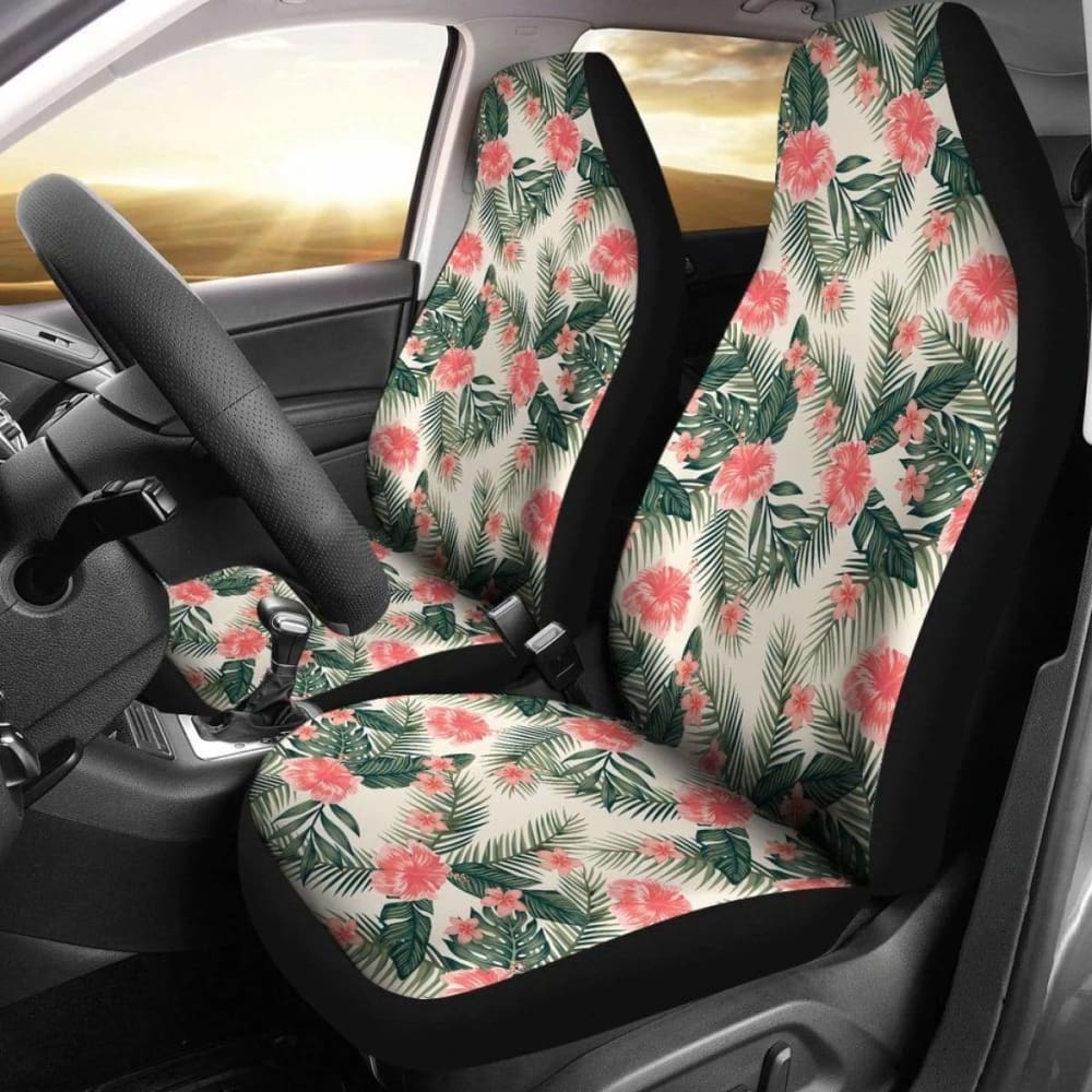Hawaiian Hibiscus Plumeria Tropical Red Car Seat Cover - 232125 - YourCarButBetter