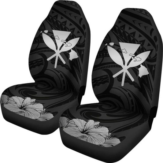 Hawaiian Kanaka Car Seat Covers Hibiscus Polynesian Love Gray 232125 - YourCarButBetter